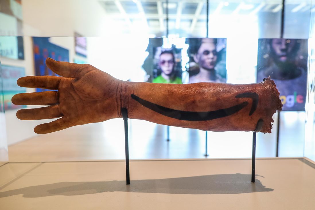 Art shaped like a human arm
